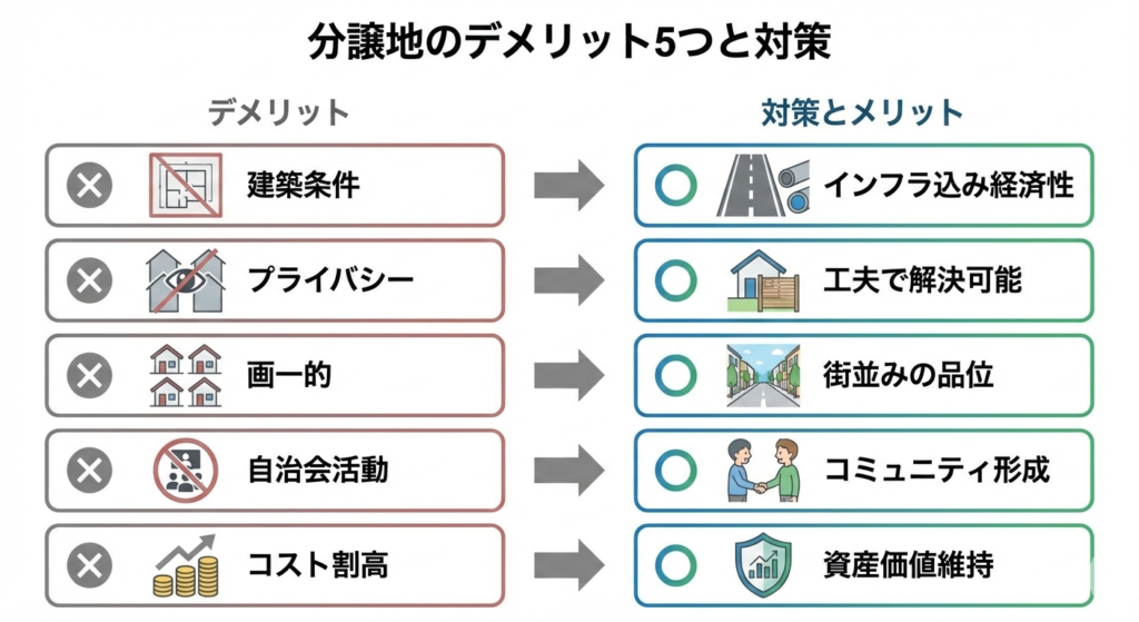分譲地のデメリット5つと後悔を防ぐための比較検討