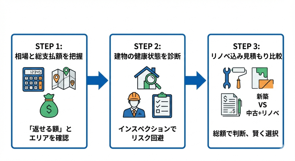 失敗を防いで賢く暮らす！中古住宅選び3つのステップ