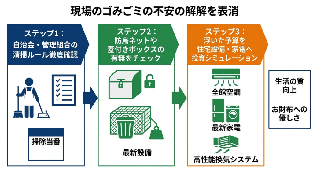 不安を解消して分譲地ゴミ置き場を使いこなす3つのステップ