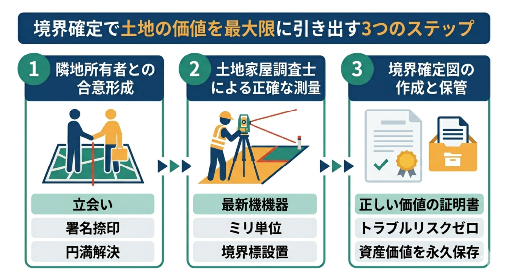 境界確定で土地の価値を最大限に引き出す3つのステップ