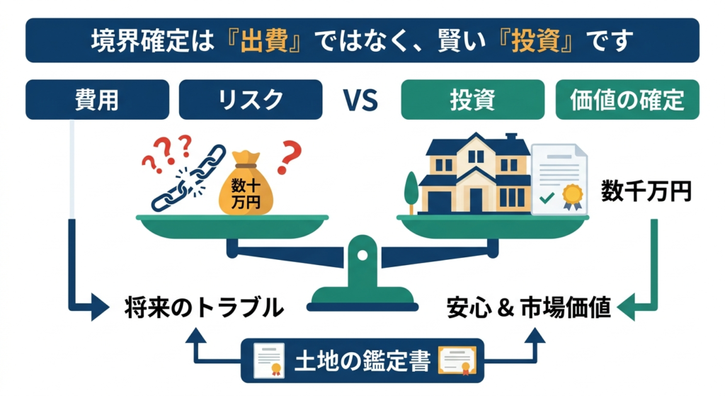 境界確定は数十万円で数千万円の資産を守る「投資」です
