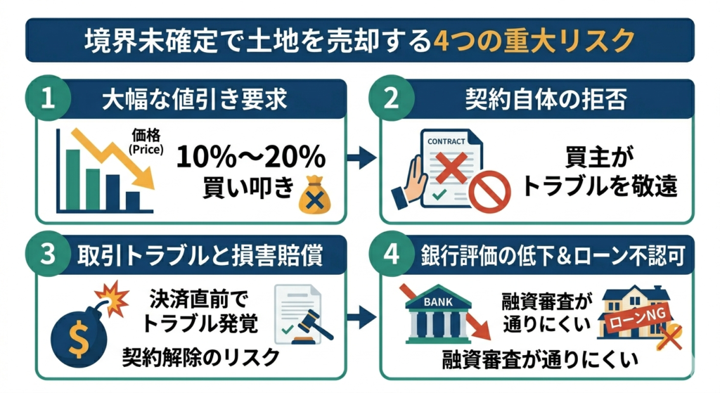 境界確定しないとどうなる?未確定で土地を売却するリスク