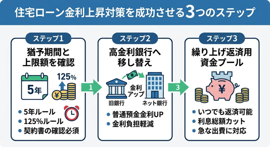 住宅ローンの金利上昇対策を成功させる3つのステップ