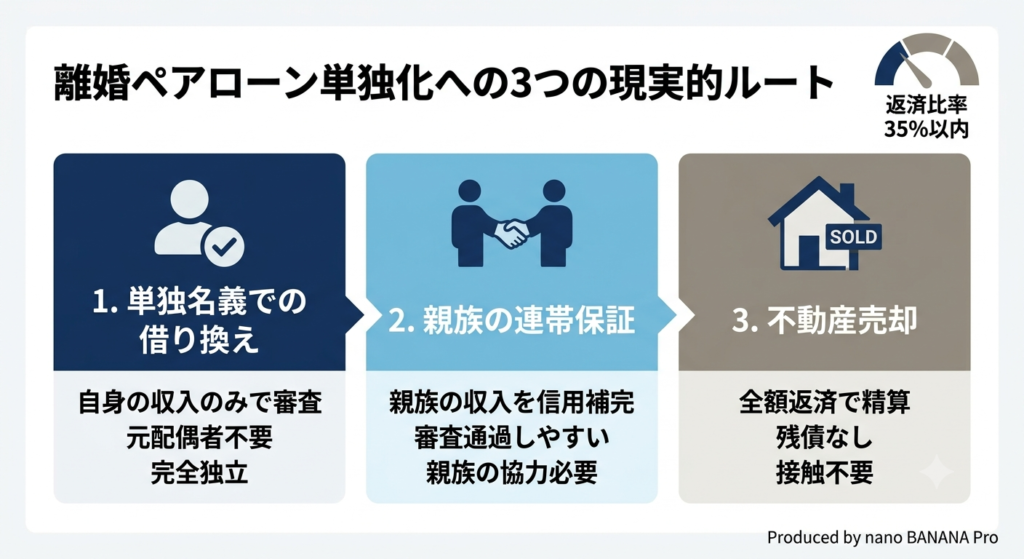 離婚のペアローンを単独化する3つの現実的な借り換えルート