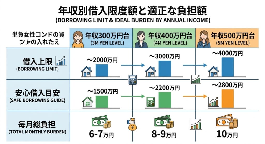 独身女性マンション購入における年収別ローン借入限度額と適正な負担額