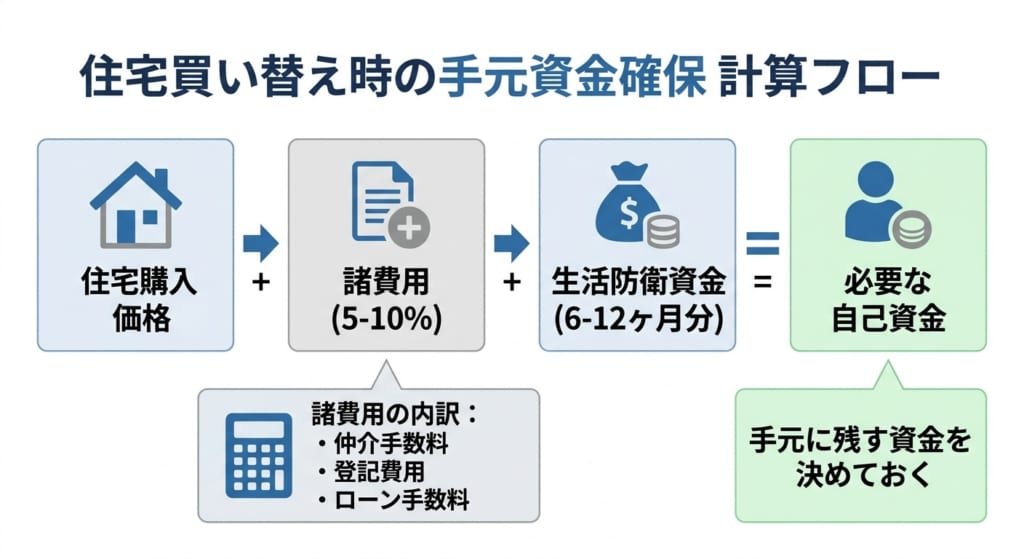 住宅買い替えローン利用時に自己資金や手元資金を残す計算方法