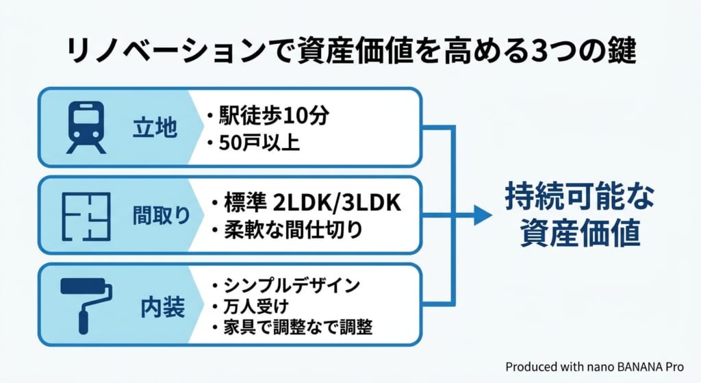 リノベーション住宅の資産価値を高める3つの選び方