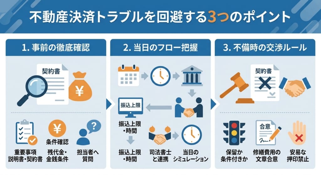 不動産決済のトラブルを回避して主導権を握る3つのポイント